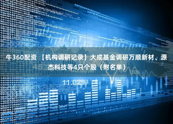牛360配资 【机构调研记录】大成基金调研万顺新材、源杰科技等4只个股（附名单）